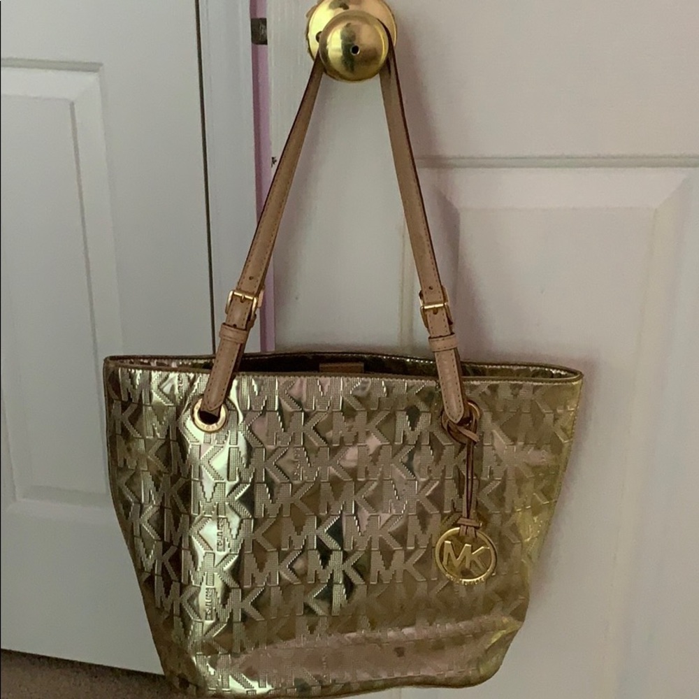 Gold monogram Michael Kors Tote